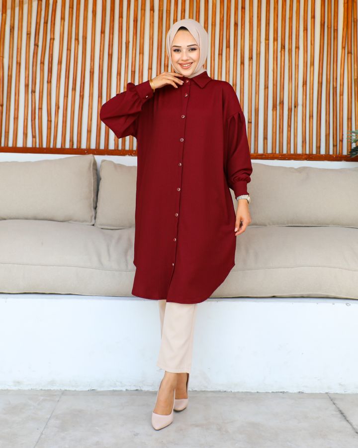 Düşük Kollu SalaşTunik-3034 Bordo