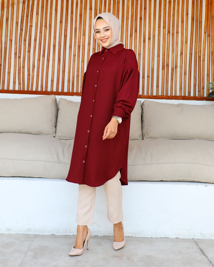 Düşük Kollu SalaşTunik-3034 Bordo