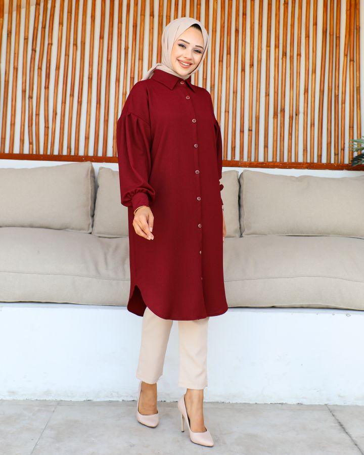 Düşük Kollu SalaşTunik-3034 Bordo