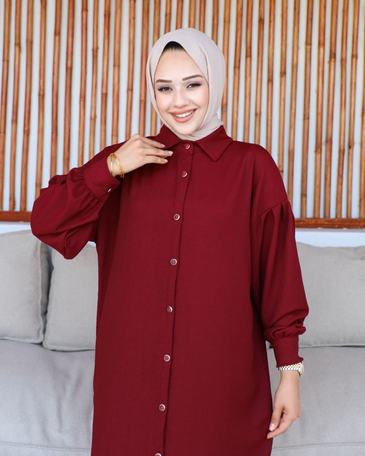 Düşük Kollu SalaşTunik-3034 Bordo